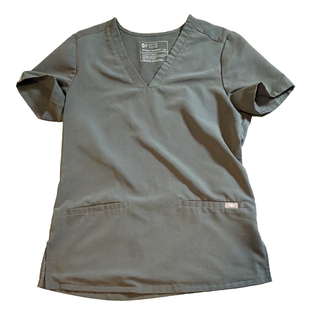 FIGS Women's XS Technical Collection V-Neck Casma Scrub Top Green